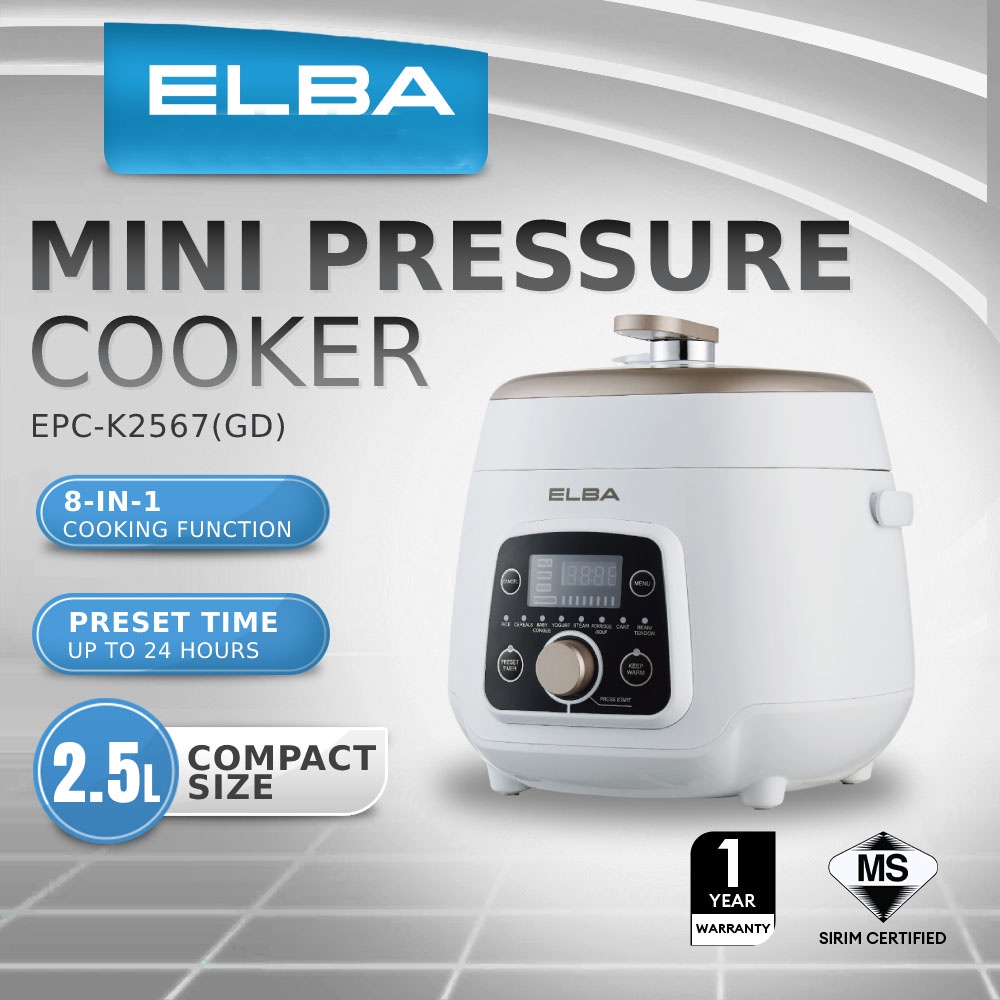 Elba 2.5L 8 Preset Cooking Function Intelligent Mini Pressure Cooker