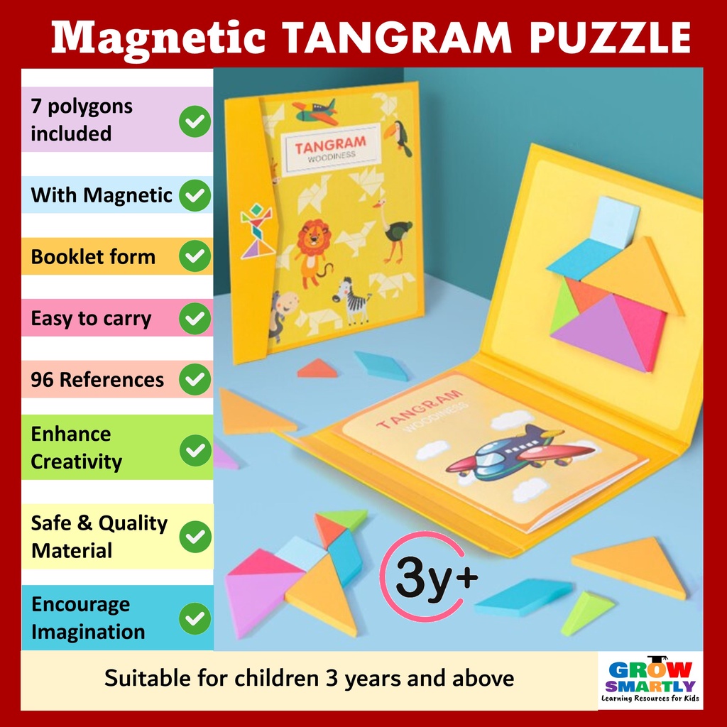 Magnetic Tangram Puzzle for Kids Educational Toys for kids Wooden ...