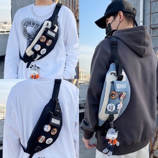 Men's Daily Streetwear Waterproof Mini Mobile Phone Crossbody Waist Chest  Sling Bag In BLACK