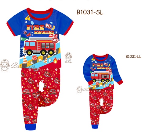 B1031 Fire Engine Sleepwear Pajamas / Baju Tidur (3 -13y) | Shopee Malaysia