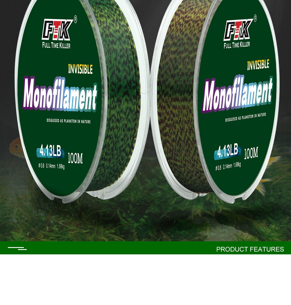 FTK 100m/300m/500m Nylon Fishing Line Spotted Monofilament Thread ...