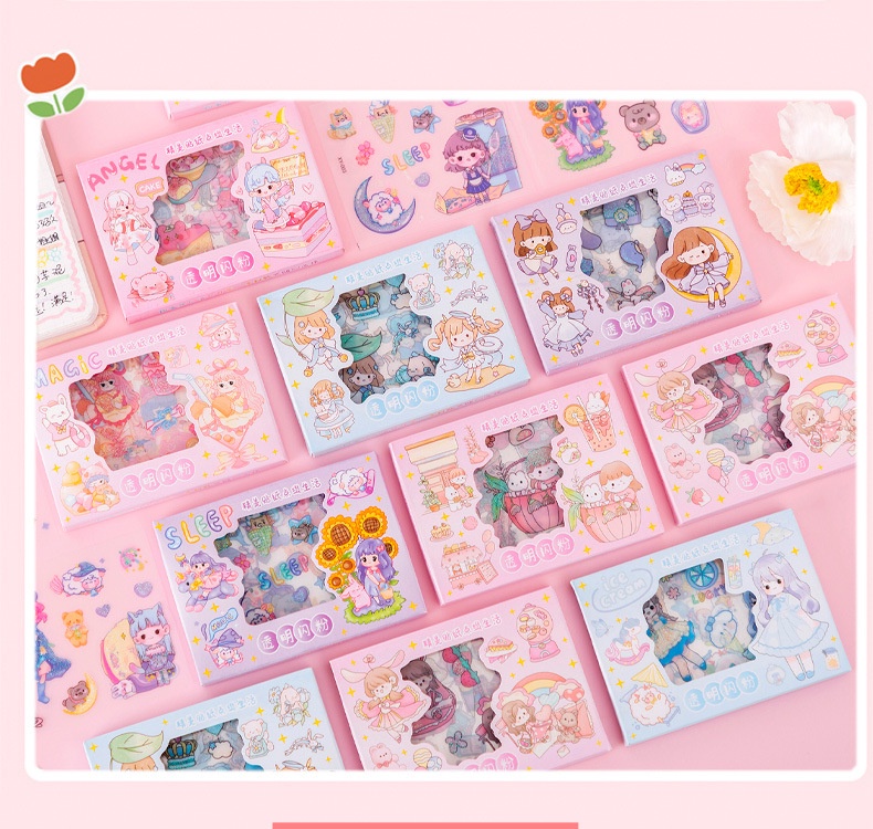 4Pcs/Box Creative Transparent Sparkling Pink Hand Ledger Sticker Set ...