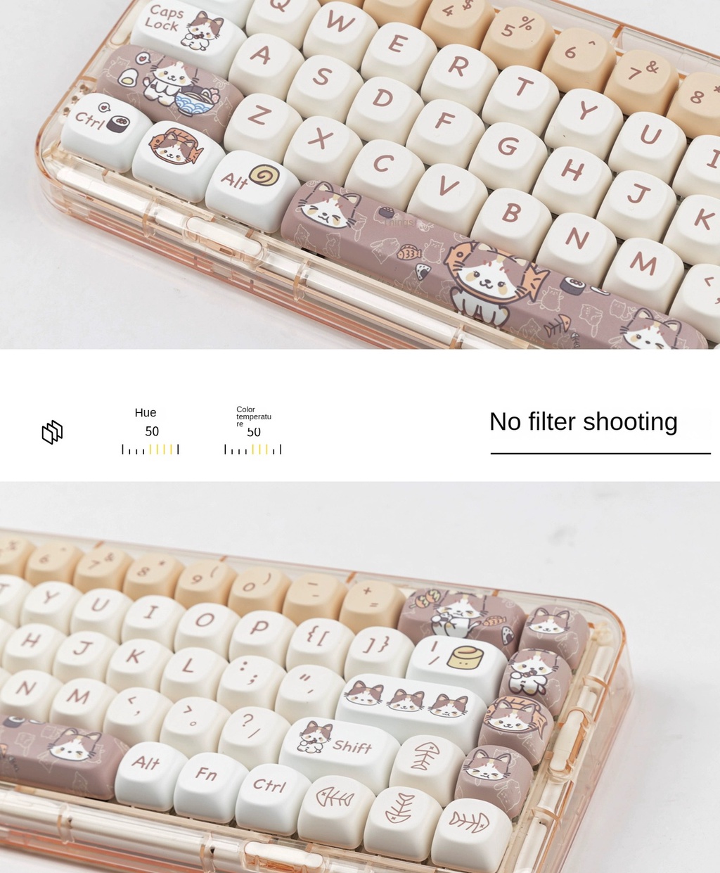 pbt keycaps Little Meow Eat fish MOA Hight Keycap set Cute animal Cat ...