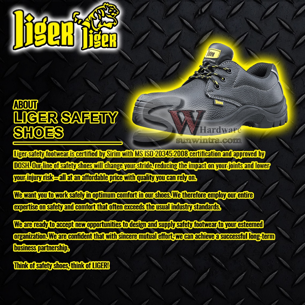 LIGER 4 Inch Low-Cut Lace-Up Sirim Safety Shoes LG-88/LG88 (Size ...
