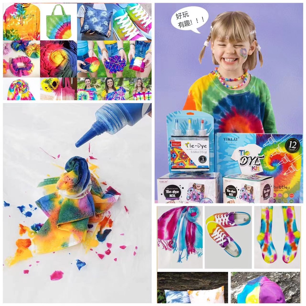 Ready Stock Tie Dye Kits 3/5/8/16 Colors Tie Dye Kit Fabric Textile ...