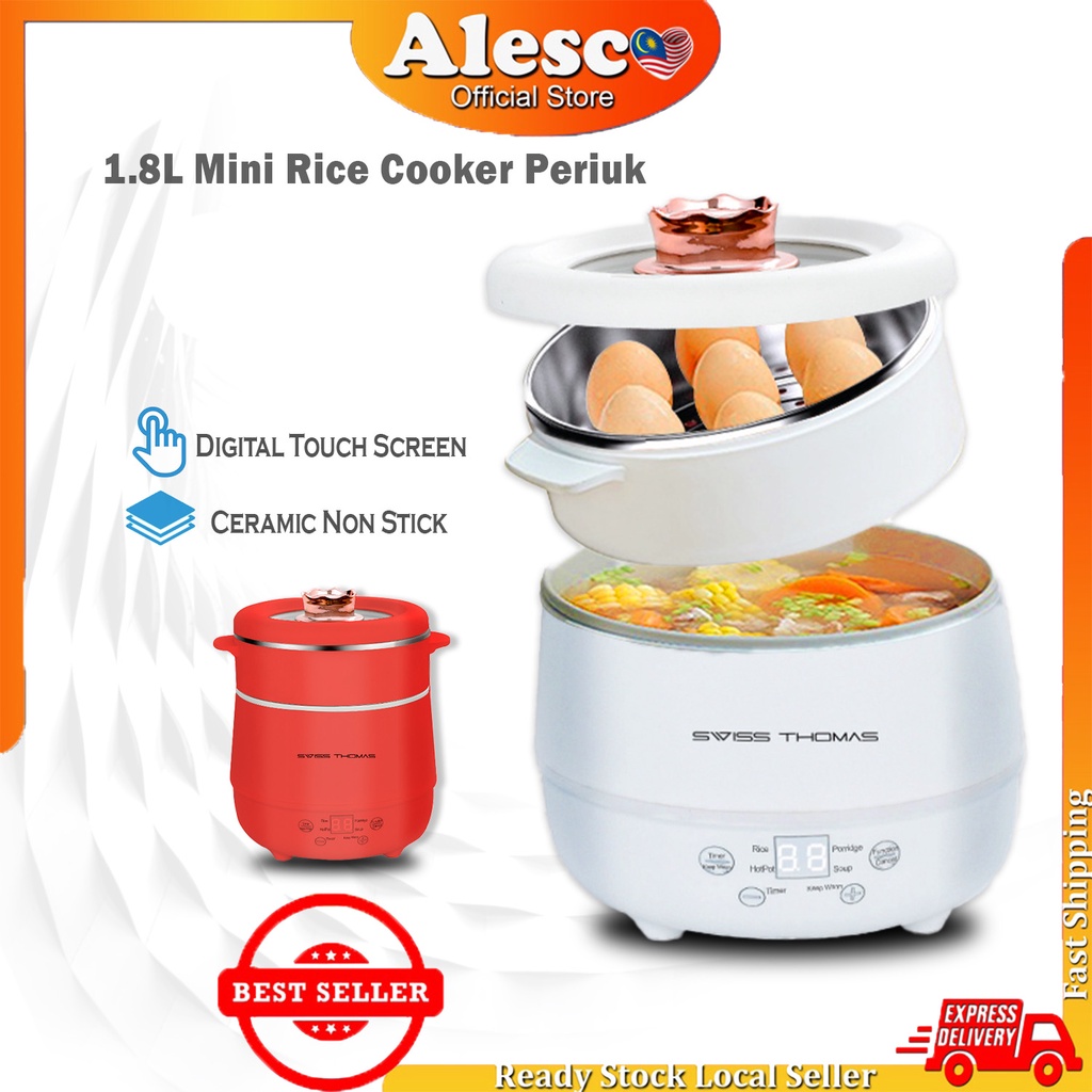 Alescomall 1.8L Mini Rice Cooker Periuk Nasi Digital Cooking Pot ...