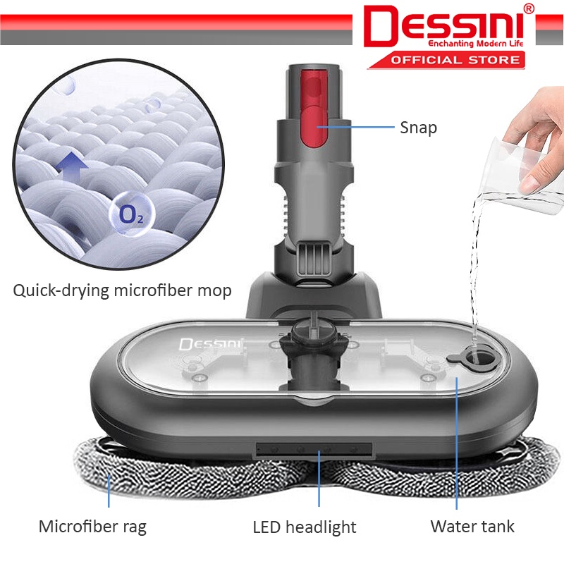 DESSINI ITALY Tornado PRO Electric Spray Mop Vacuum Cleaner Head ...