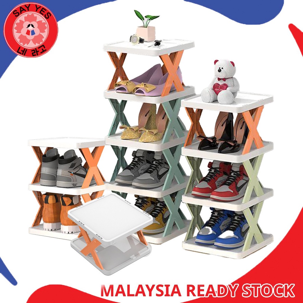 SayYes Multi-layer Shoe Rack X Type Folding Shoe Cabinet Space Saving ...
