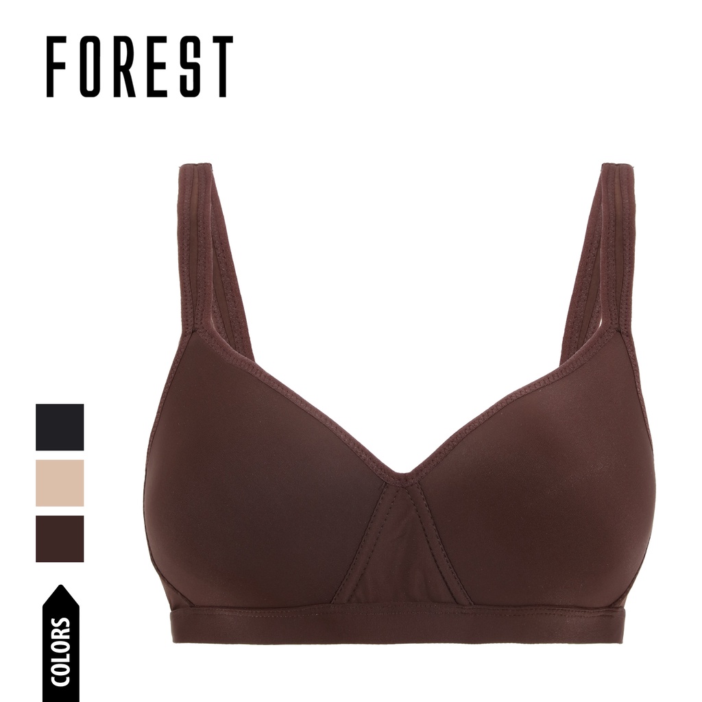 (1 PC) Forest Ladies Nylon Spandex Plain Non Wire Bra Selected Colours