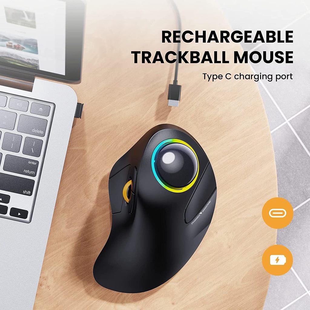 Mouse Trackball Wireless ProtoArc EM03 - Bluetooth, Ergonomico, RGB, Ricaricabile - Foto 10