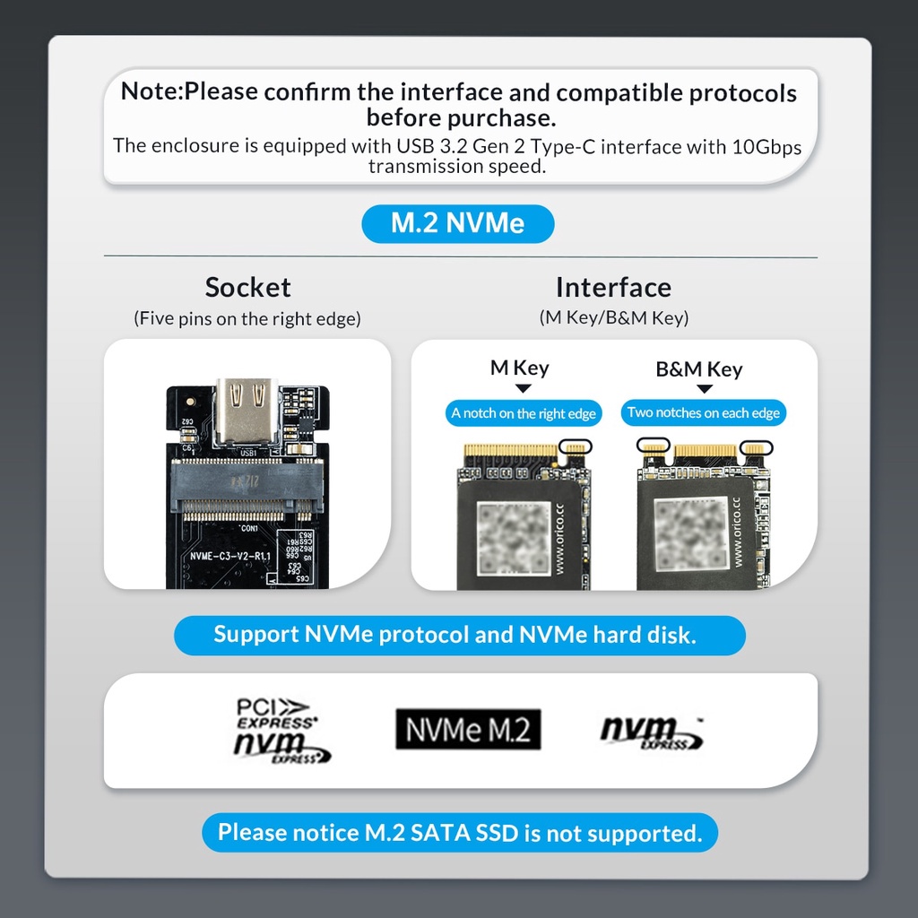 [Local Shipment] M2 NVMe Case M2 NVME SSD Enclosure External M2 USB 3.1 ...