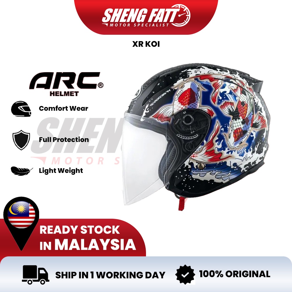 ARC YF KOI Helmet Motor With Visor Topi Keledar Keselamatan Helmet Open