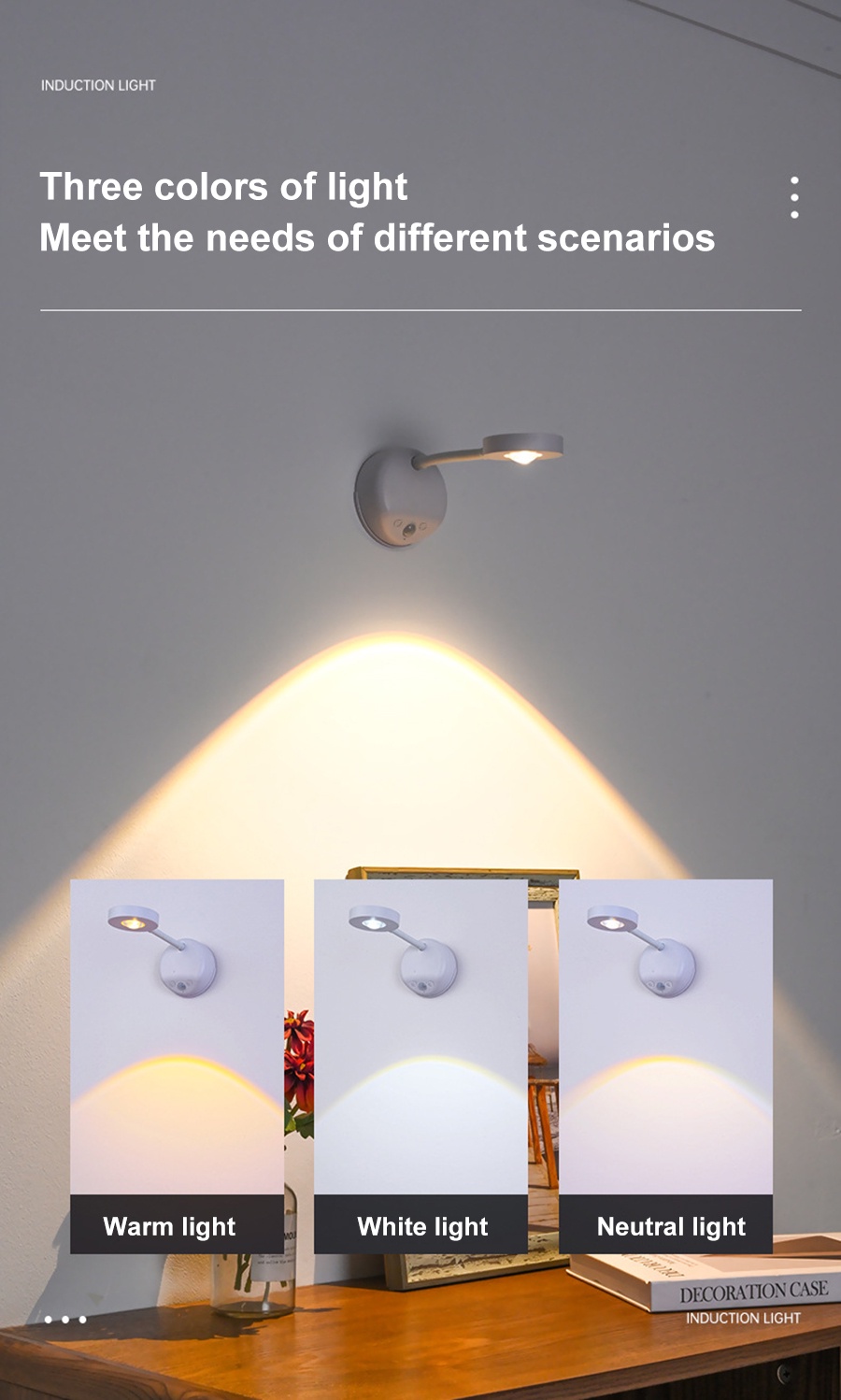 LED Motion Sensor Wall Light Spotlight Wireless USB Rechargeable for ...