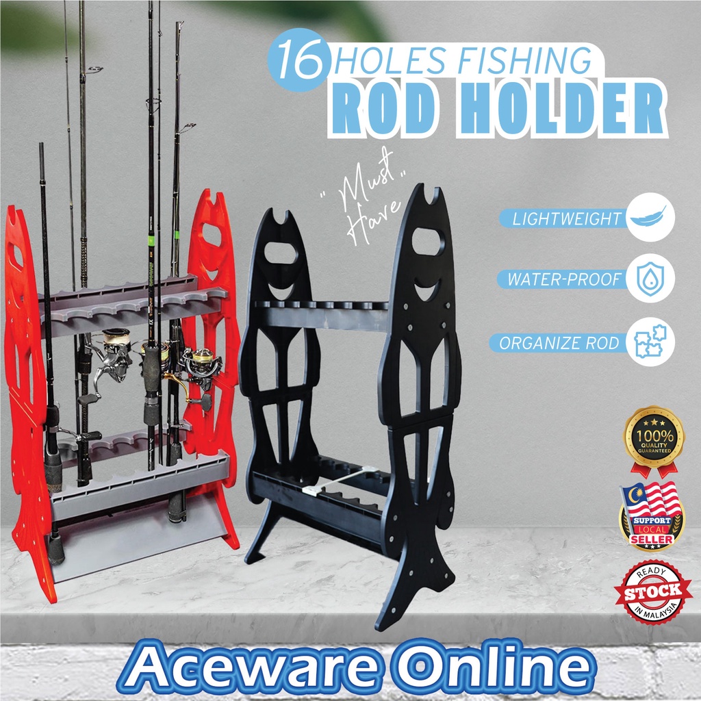 16 Holes Fishing Rod Holder Stand Rack Fishing Tool Equipment Accesories  Barang Rak Joran Batang Pancing Rak Memancing
