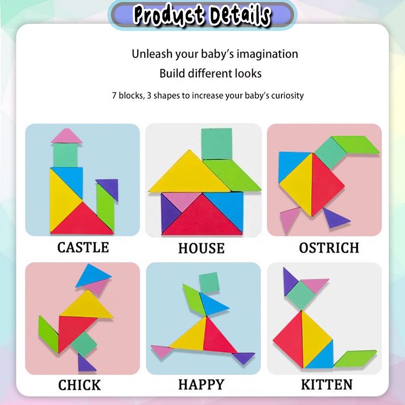 [Happy Kids] Magnetic Puzzle Tangram Montessori IQ Brain Teaser ...