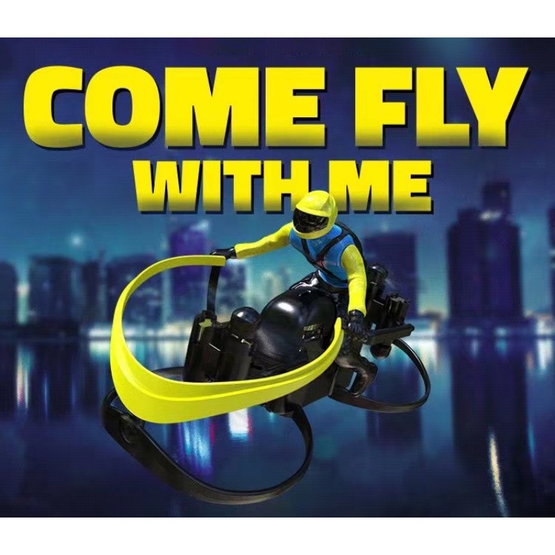 Science Fiction Sky Motorcycle Airship Flying Man Kid Remote Control ...