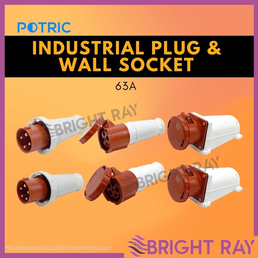 Industrial Connector Plug 5P 63A 380V-415V 3P E N 6h IP67