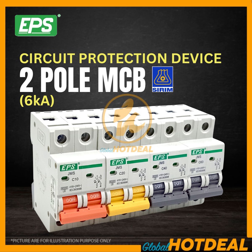 [SIRIM] EPS 2 POLE MCB Double Pole MCB Box Kotak Miniature Circuit ...