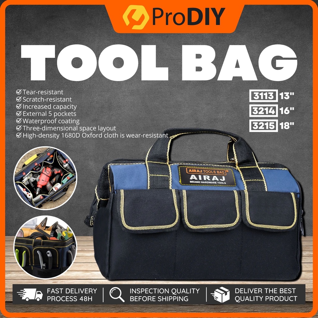 AIRAJ Waterproof Tool Bag Top Wide Neck Tool Bag for Hand/Strength