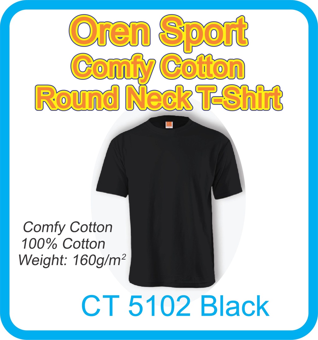 Oren Sport Round Neck Plain Black Cotton TShirt CT5 * Ready Stock* Shopee Malaysia
