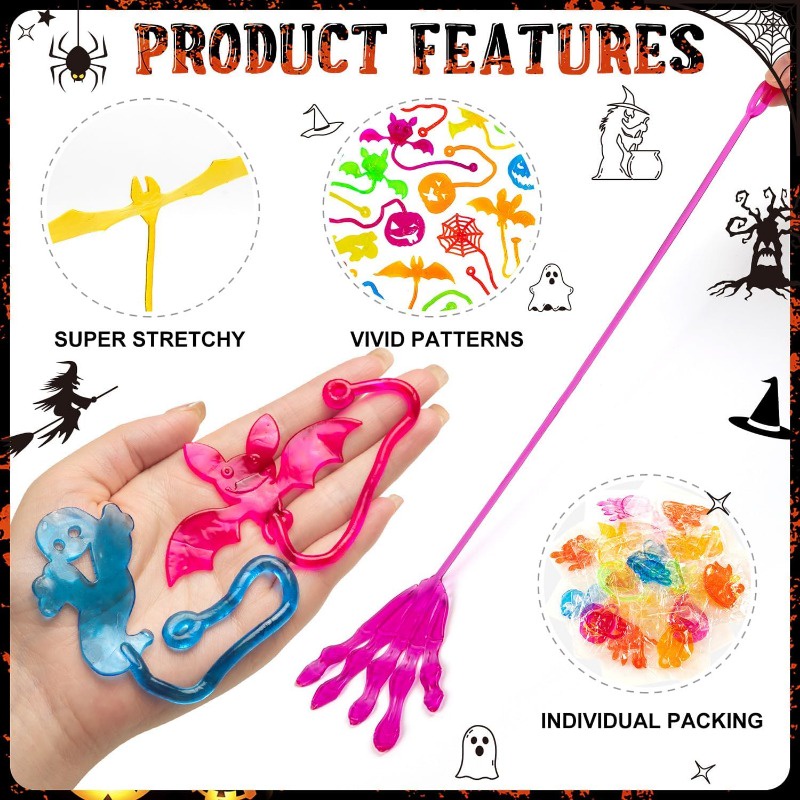 Halloween Stretchy Sticky Toys / Bat Ghost Pumpkin Elastic Sticky Hands ...