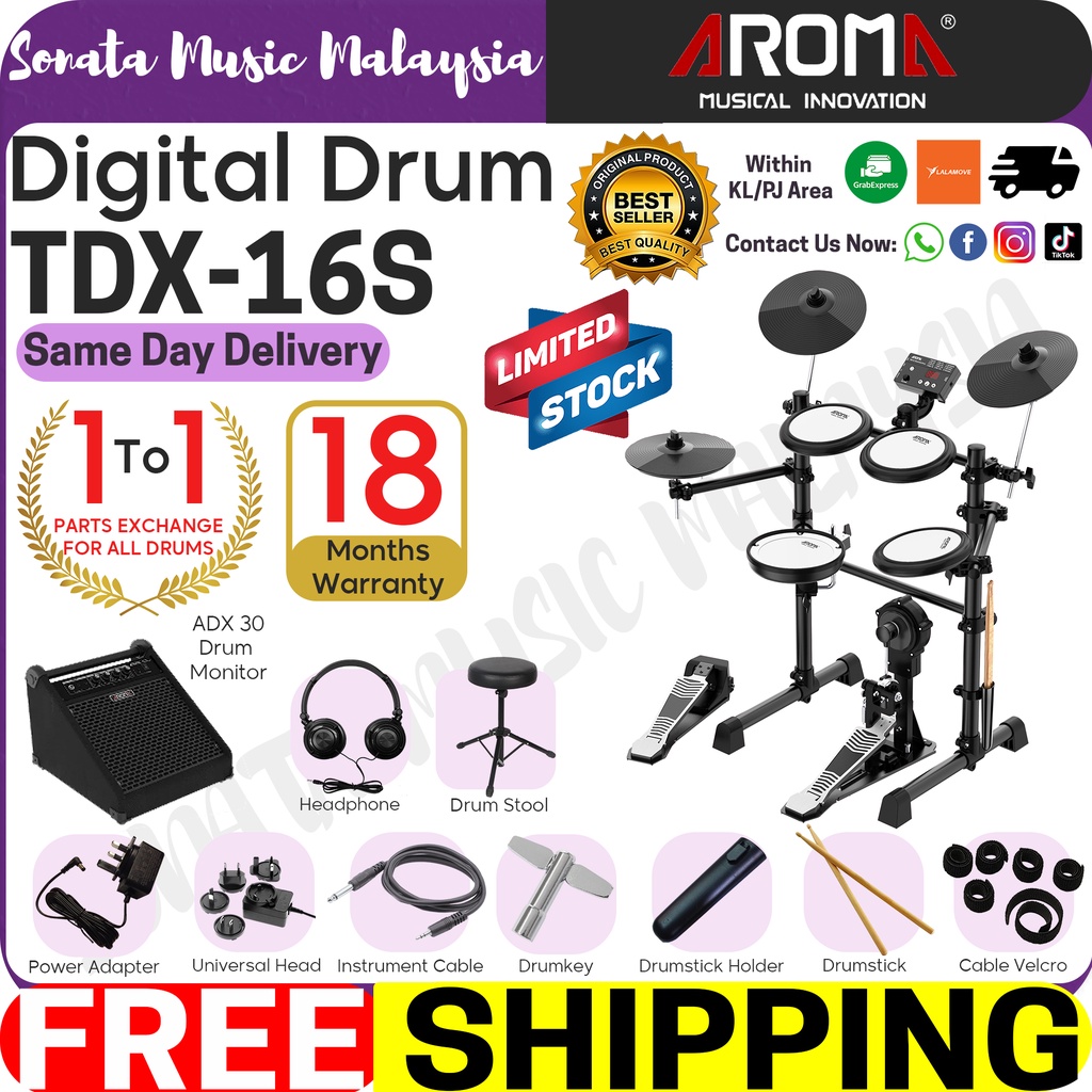 Aroma TDX16S Electronic Drums Kit Complete Set digital drum Home