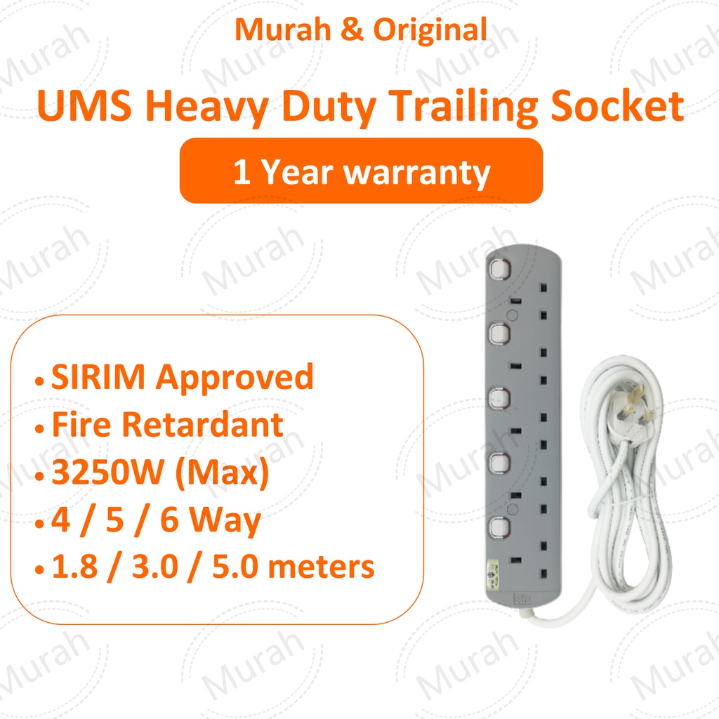 [Authorised Reseller] UMS Power strip 3/4/5/6 sockets Extension plug
