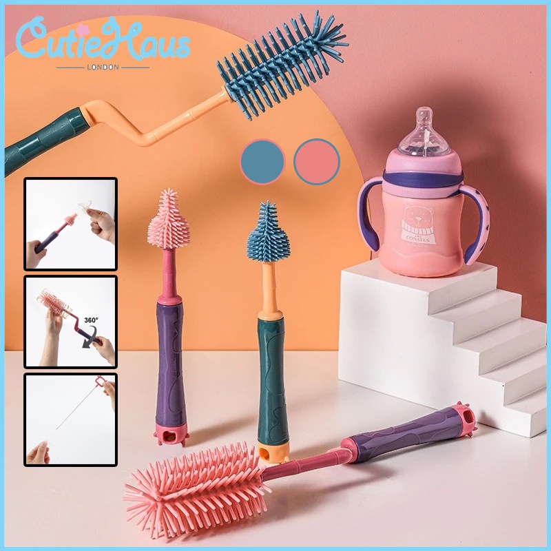 Cutiehaus In Long Handle Silicone Bottle Pacifier Brush Baby