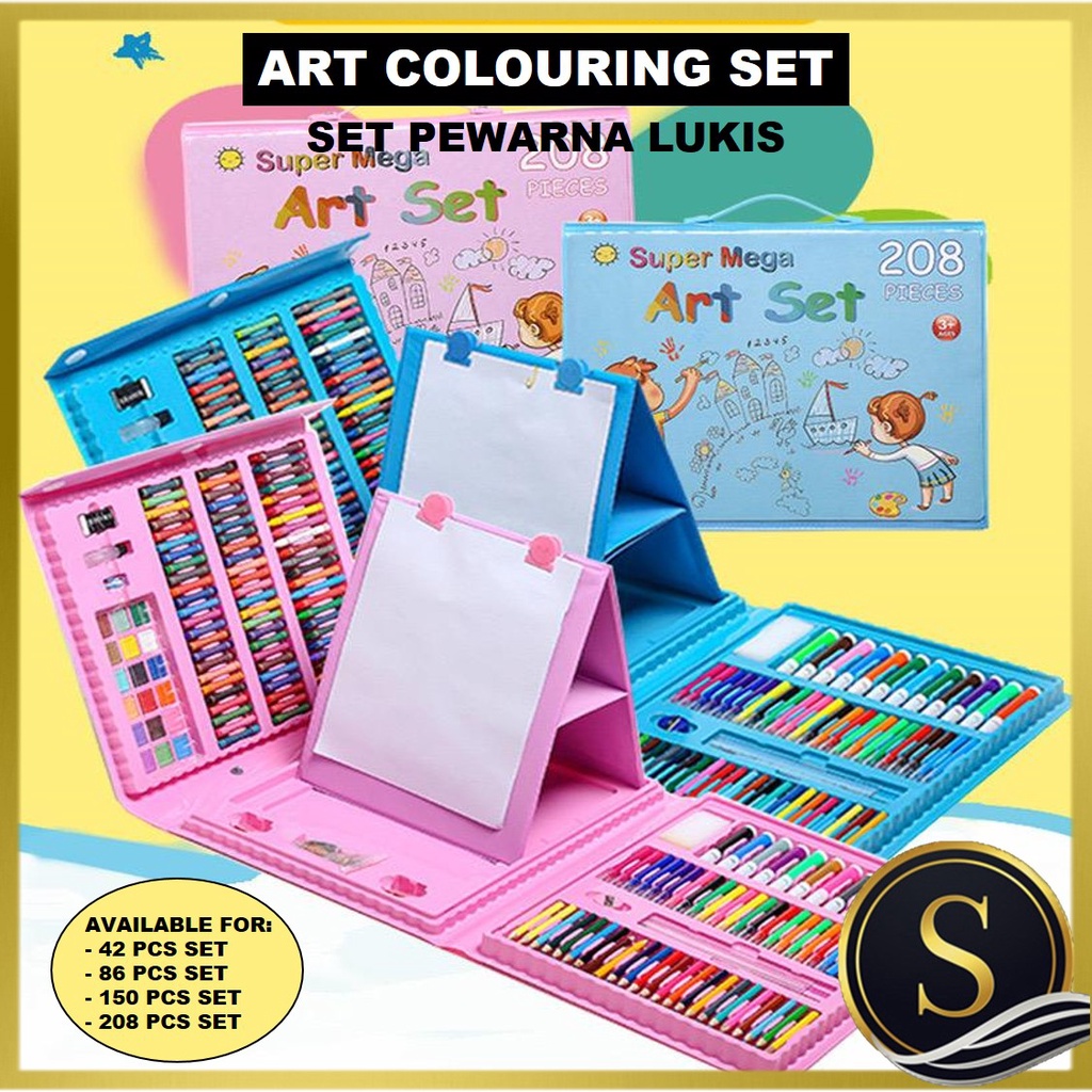Kids Drawing Color Art Set Painting Pen Colour Pencils with Case 42pcs ...