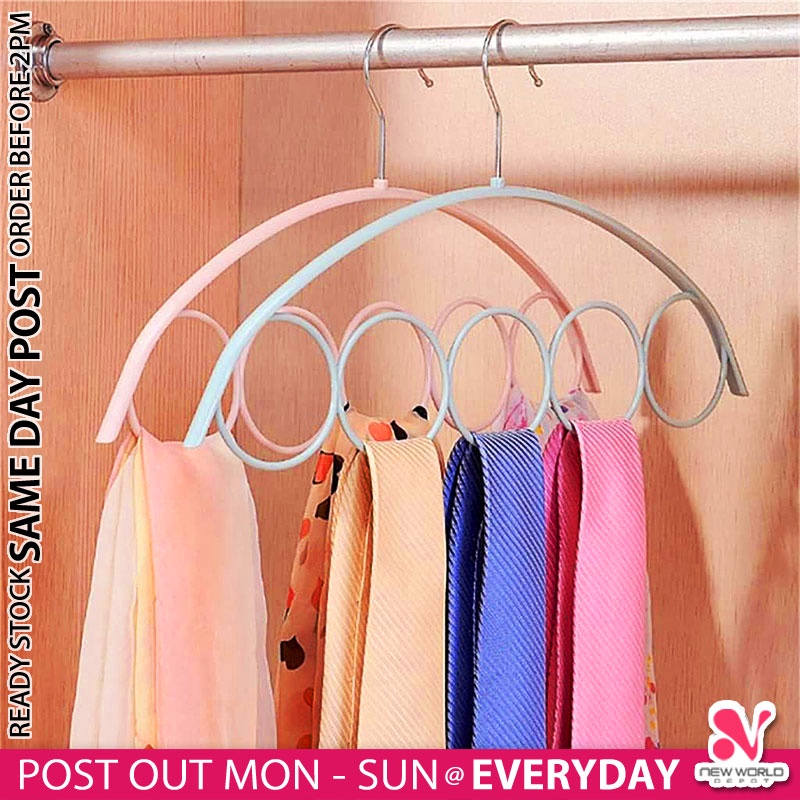 𝟱 𝗛𝗢𝗟𝗘𝗦 》 Scarf Tie Hanger Storage Clothes Belt Holder Wide Shoulder ...