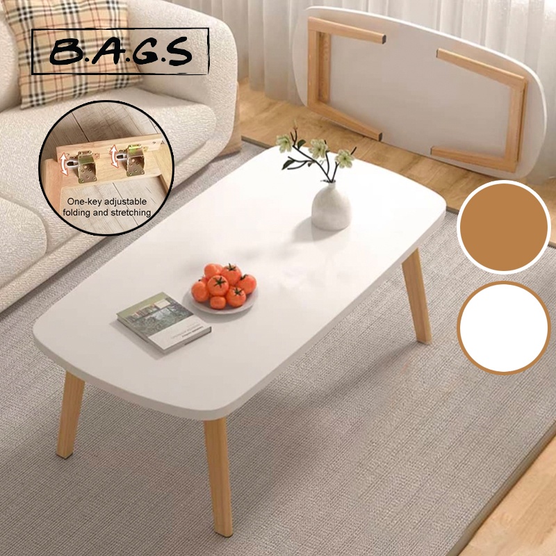 THEBAGS 100CM Coffee Table Small Living Room Table Solid Wood Foldable