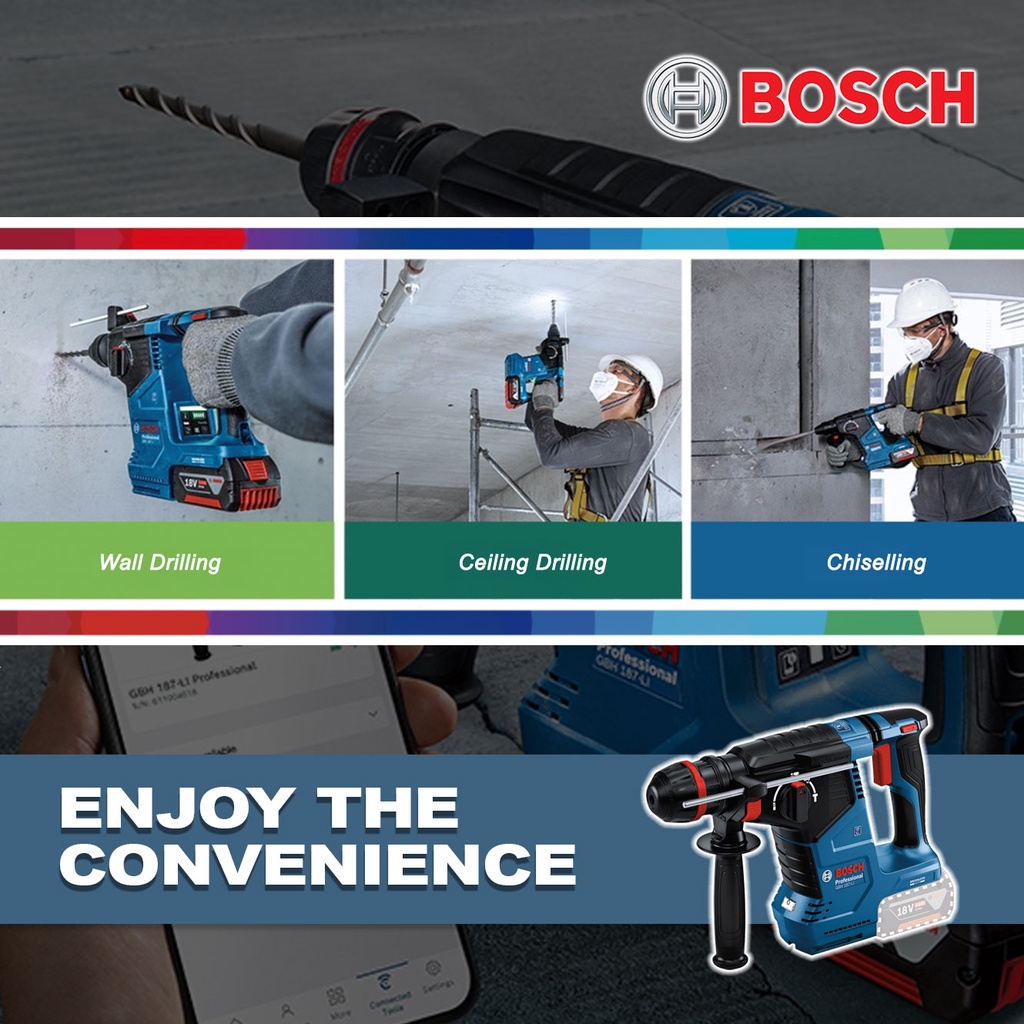 BOSCH 18V GBH187 Cordless Rotary Hammer with SDS Plus GBH 187 HEAVY ...