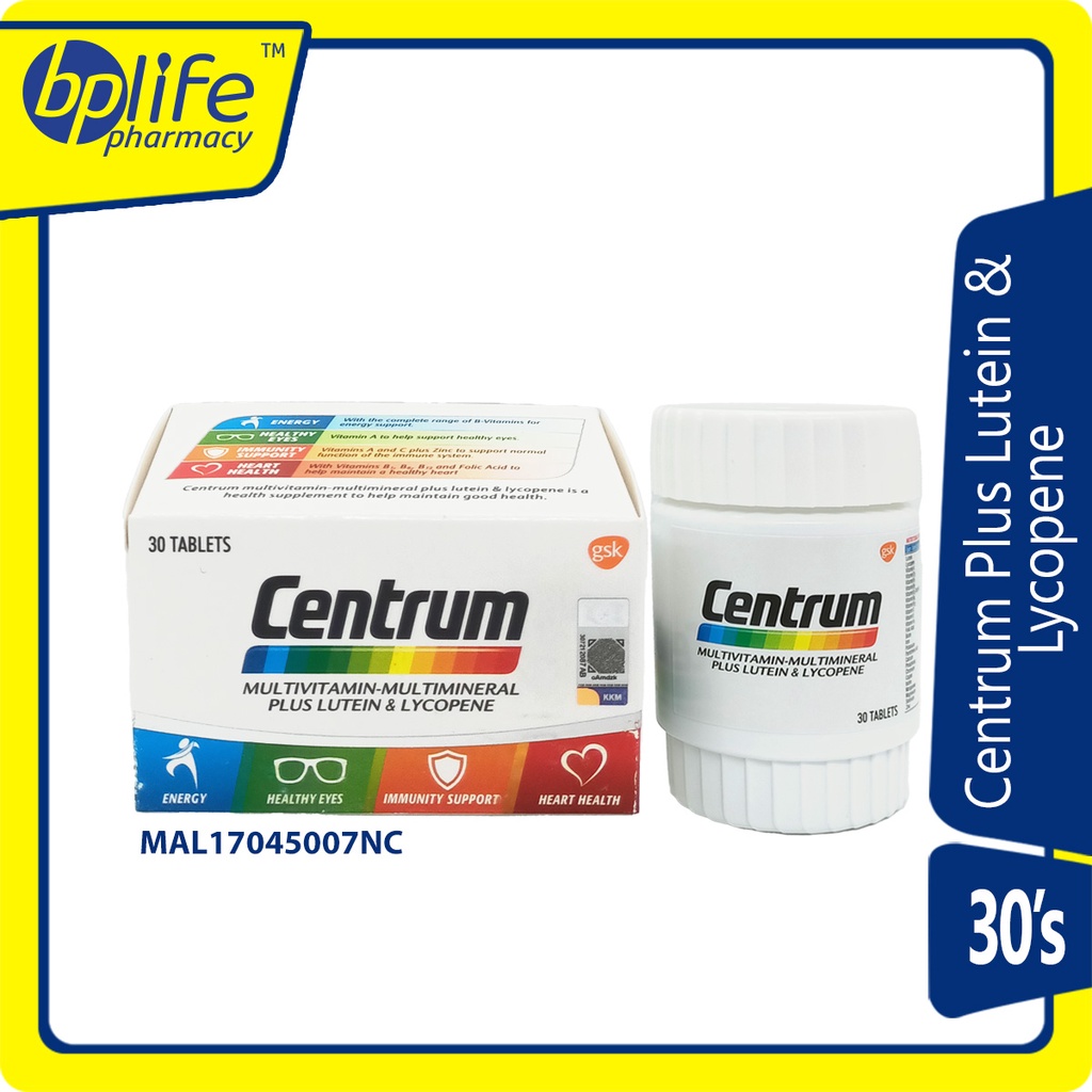 Centrum MultivitaminMultimineral Plus Lutein & Lycopene 30 tablets