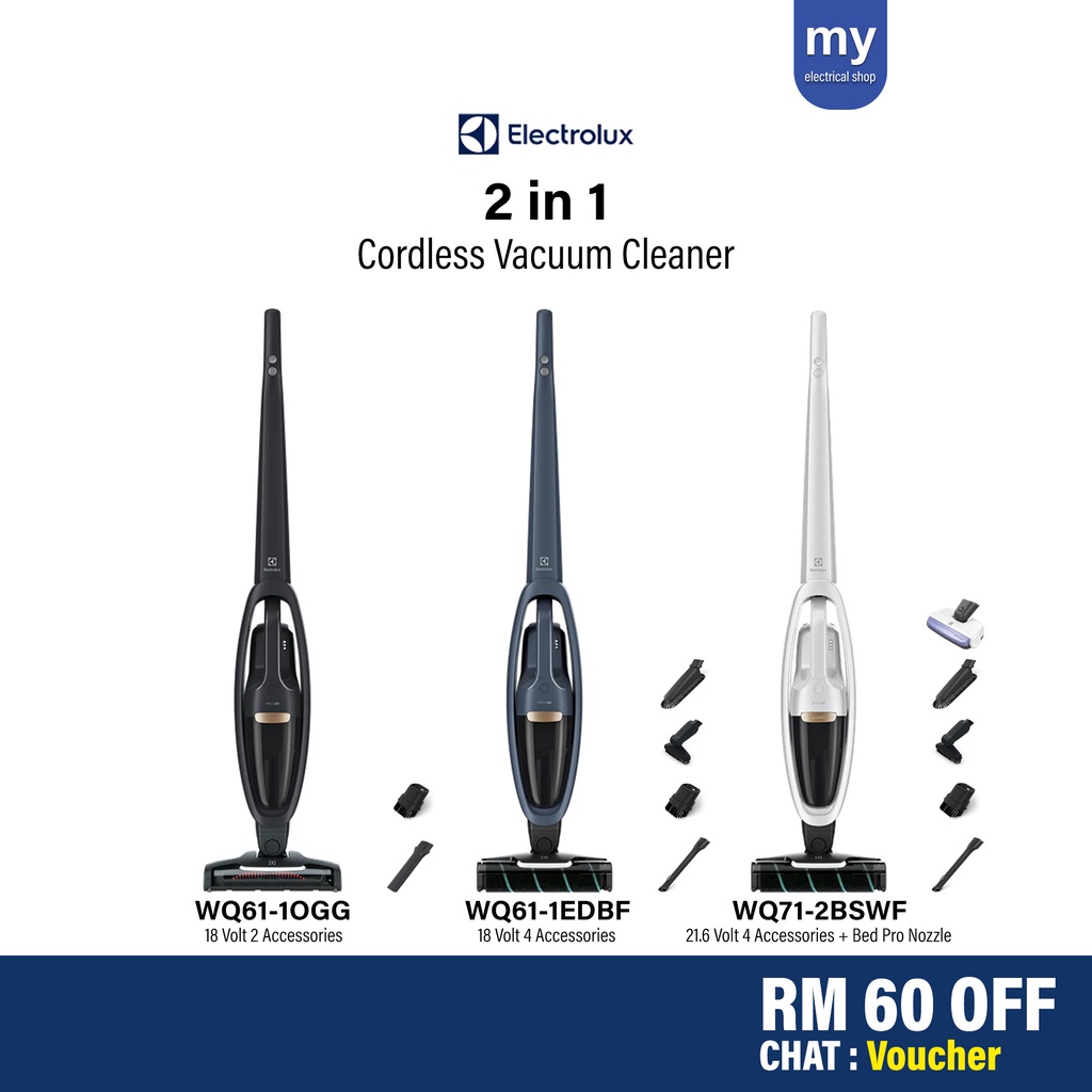 Electrolux 2 in 1 Cordless Vacuum Cleaner WQ611OGG WQ611EDBF WQ712BSWF WQ6110GG ZB3414AK
