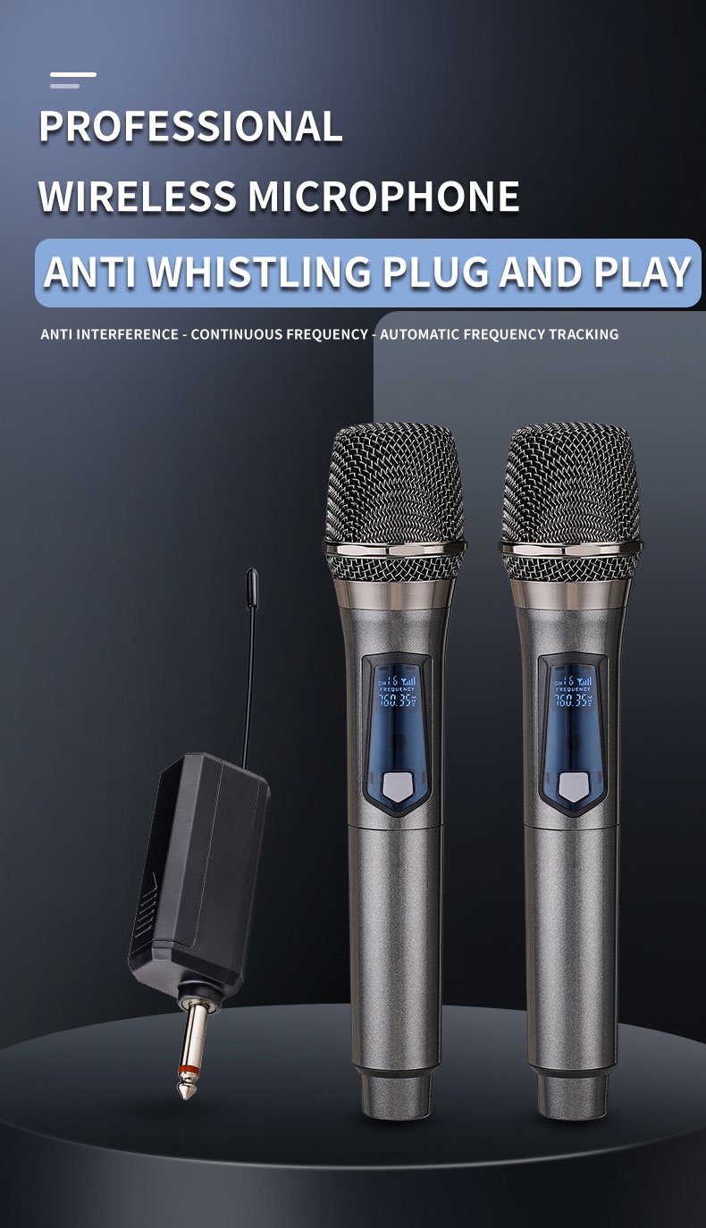 1Set Professional UHF High-Frequency Wireless Microphone Dual Handheld ...