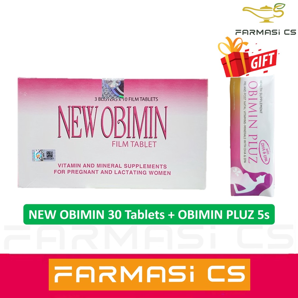 New Obimin Film Tablet 30s EXP 05 2025 FOC Obimin Pluz 5s For Pregnant Lactating Women