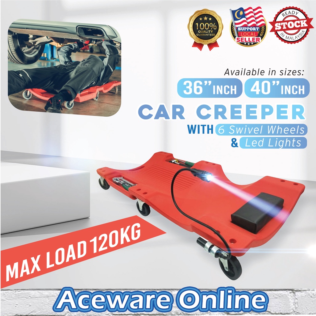 36 Inch 40 Inch Car Creeper with Lights and 6 Swivel Wheels Mechanic
