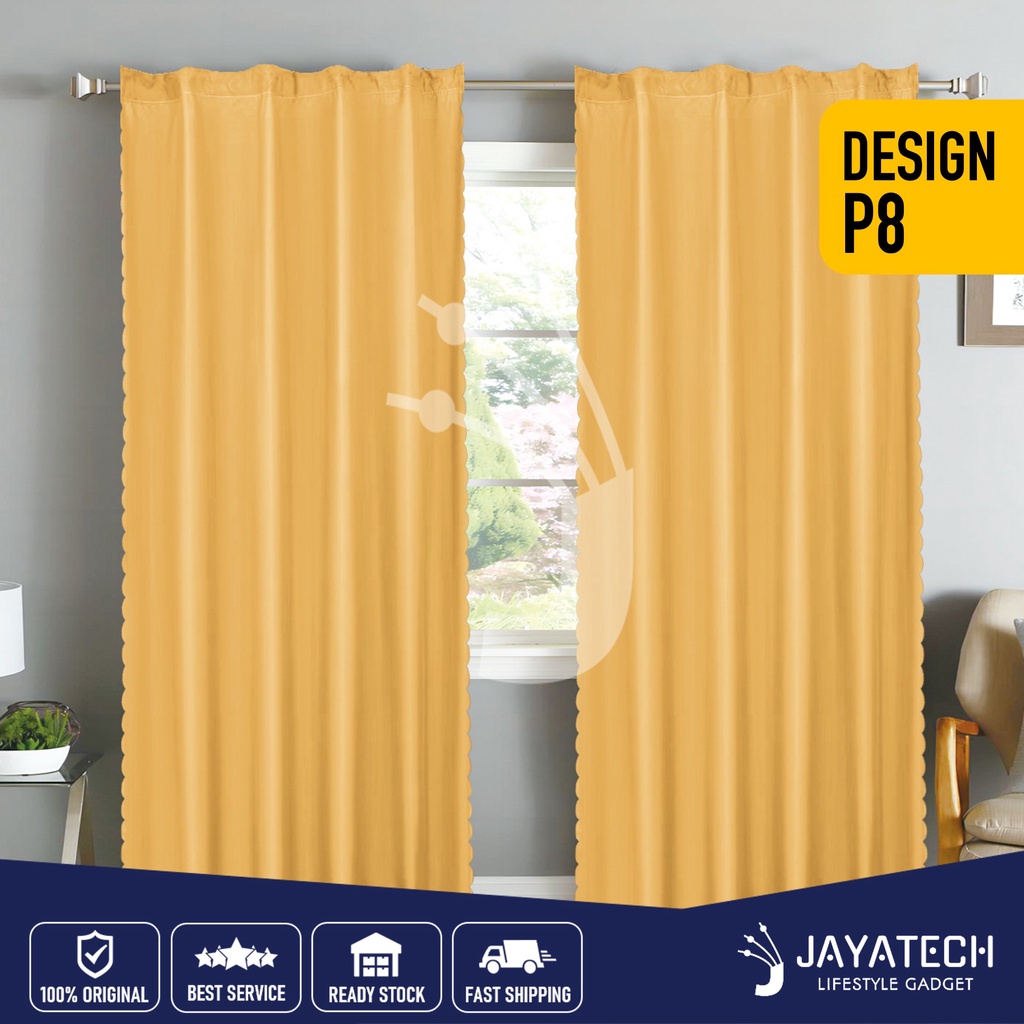 LANGSIR TINGKAP MURAH SEMI BLACKOUT CURTAIN PLAIN KAIN LANGSIR PINTU ...