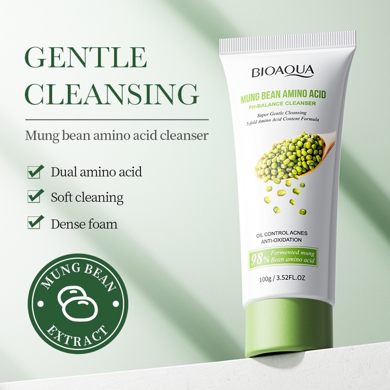 BIOAQUA Mung Bean Amino Acid PH-Balance Cleanser Deep Cleansing Gentle ...