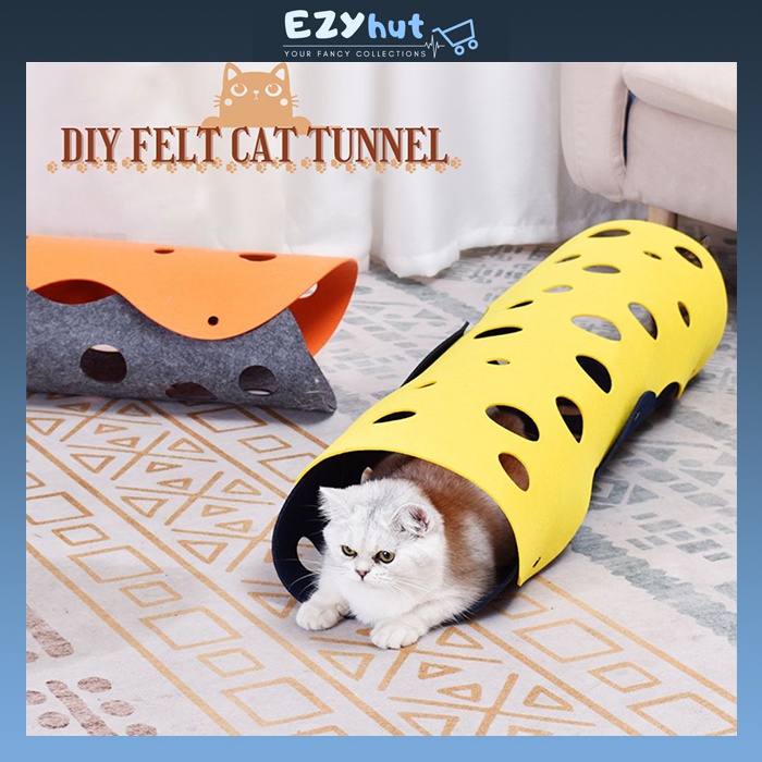 DIY Cat Tunnel Soft Felt Mat Collapsible Extendable Carpet Pet Toy Cat Toy Teaser Mainan Kuching Terowong Tiub Dirasai Shopee Malaysia