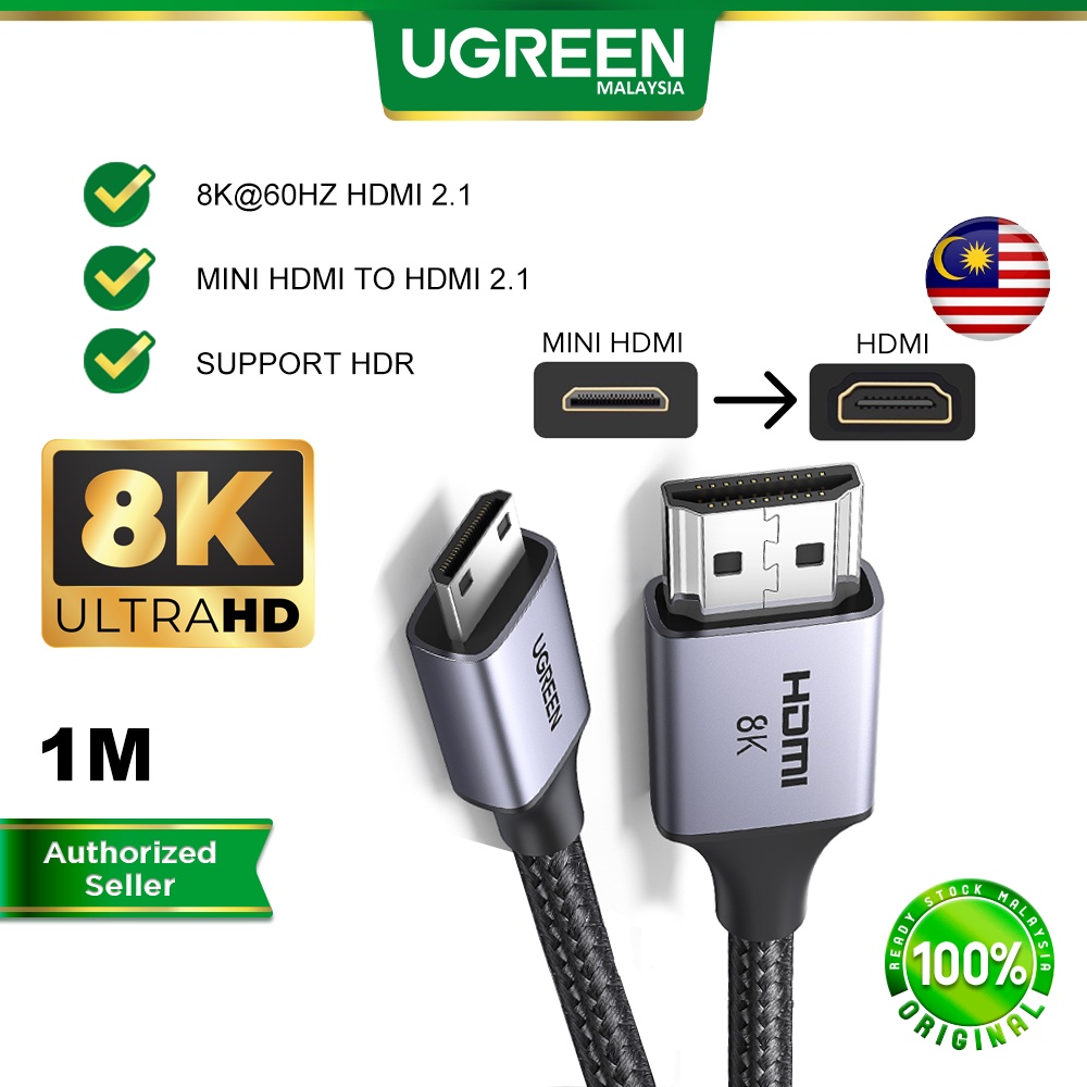 UGREEN Mini HDMI to HDMI 2.1 8K 60Hz HDR HDCP 2.3 3D Dolby Audio For Camera Projector Laptop PC Monitor Raspberry Pi