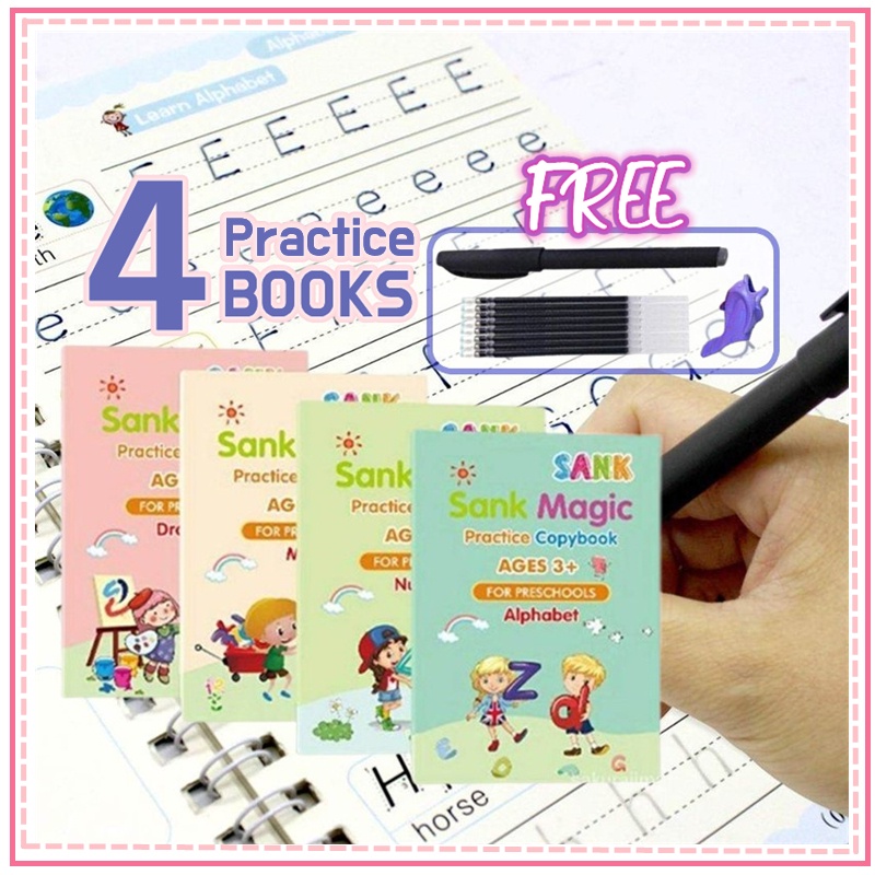 (4 Book/Set) Magic Writing Calligraphy Kid Handwriting Copybook ...