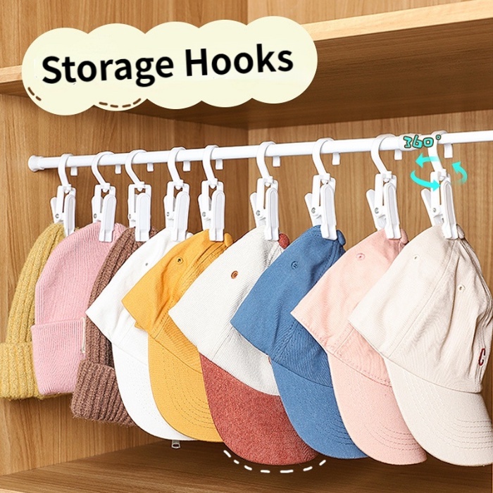 Plastic Black White Wardrobe Hat Clip Home Storage Clothes Hook ...
