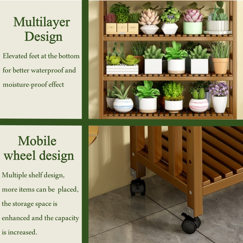 【PLAYFUL】 Flower Rack Storage Rack Living Room Floor Movable Outdoor ...