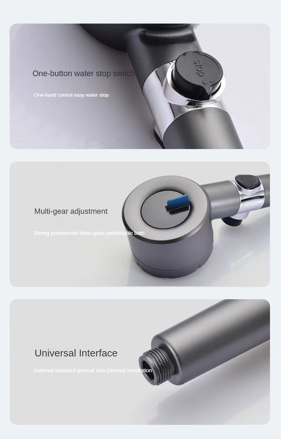 New 3 Modes Adjustable Shower Head High Pressure Water Saving Shower ...