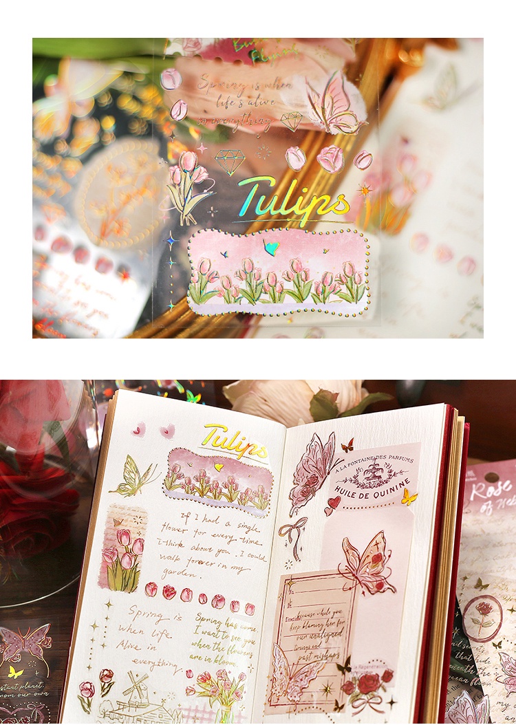 JIANWU 3 Sheets Galaxy Rose Poetry Series Vintage Three-dimensional ...