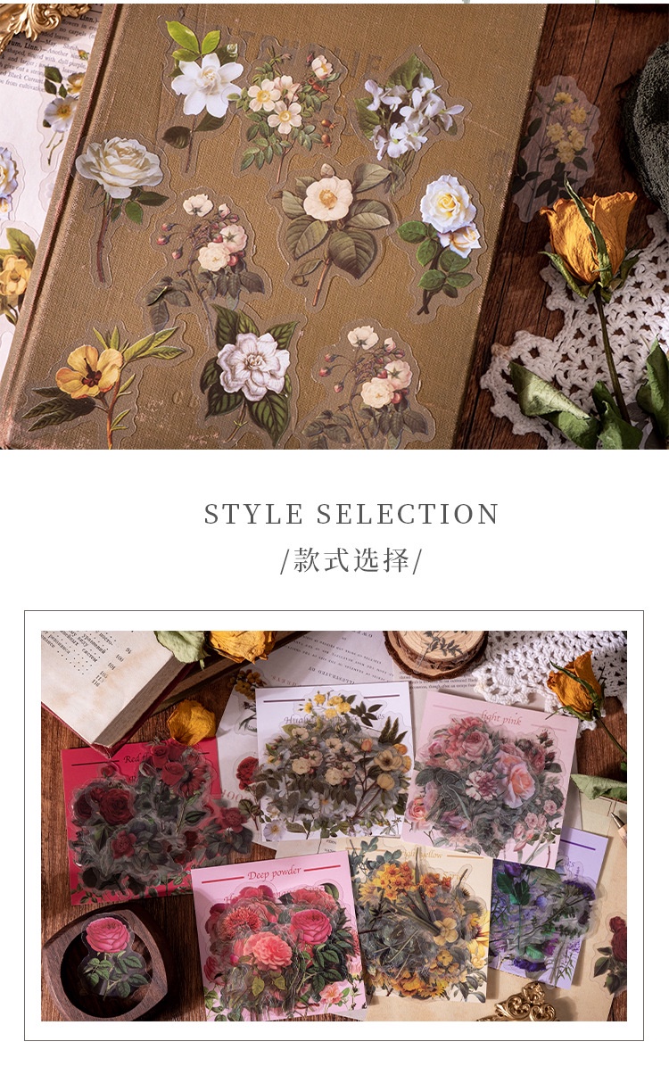 ENWEI 40 Pcs [Romantic Flower Sea Series] Vintage Journal Stickers ...