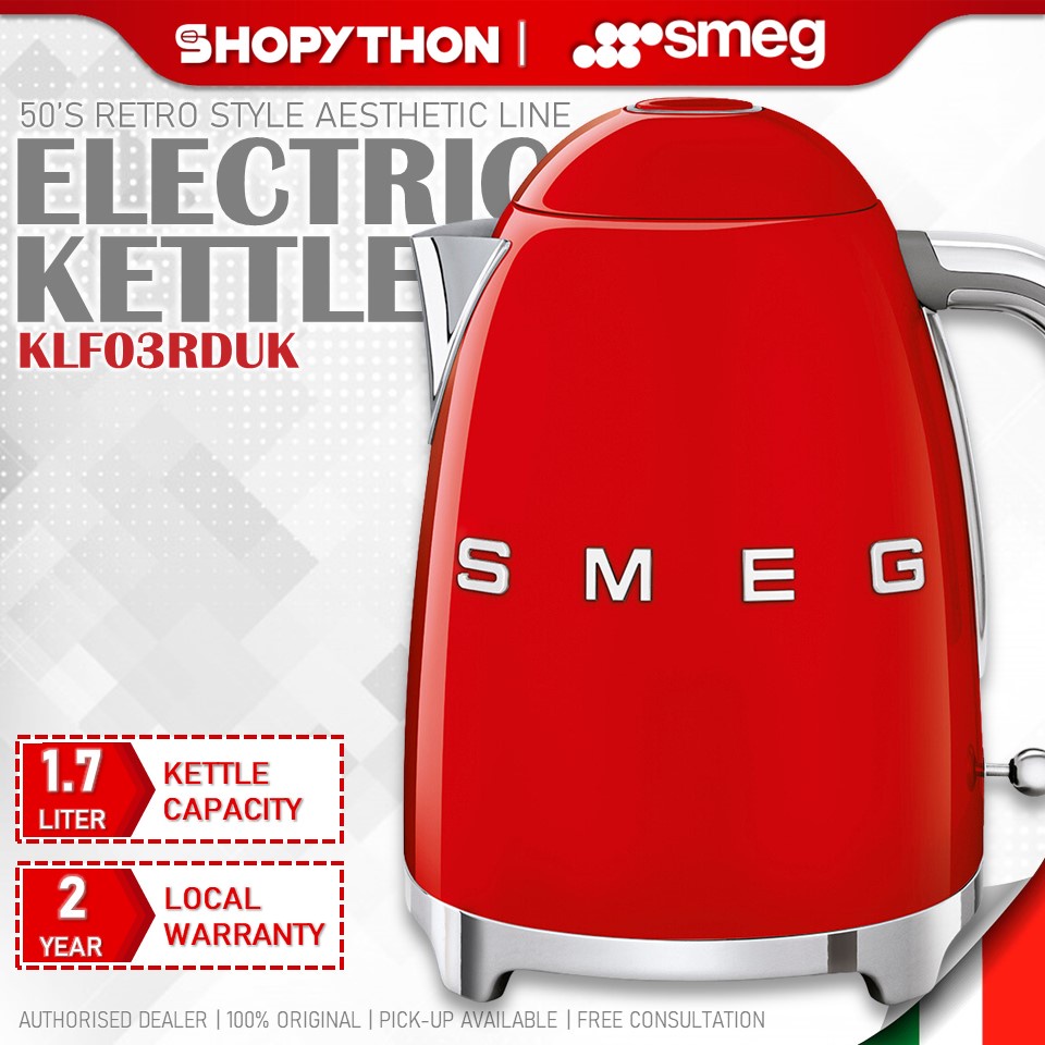 SMEG Electric Kettle KLF03RDUK Red (1.7L/3000w) Aesthetic Line 50's