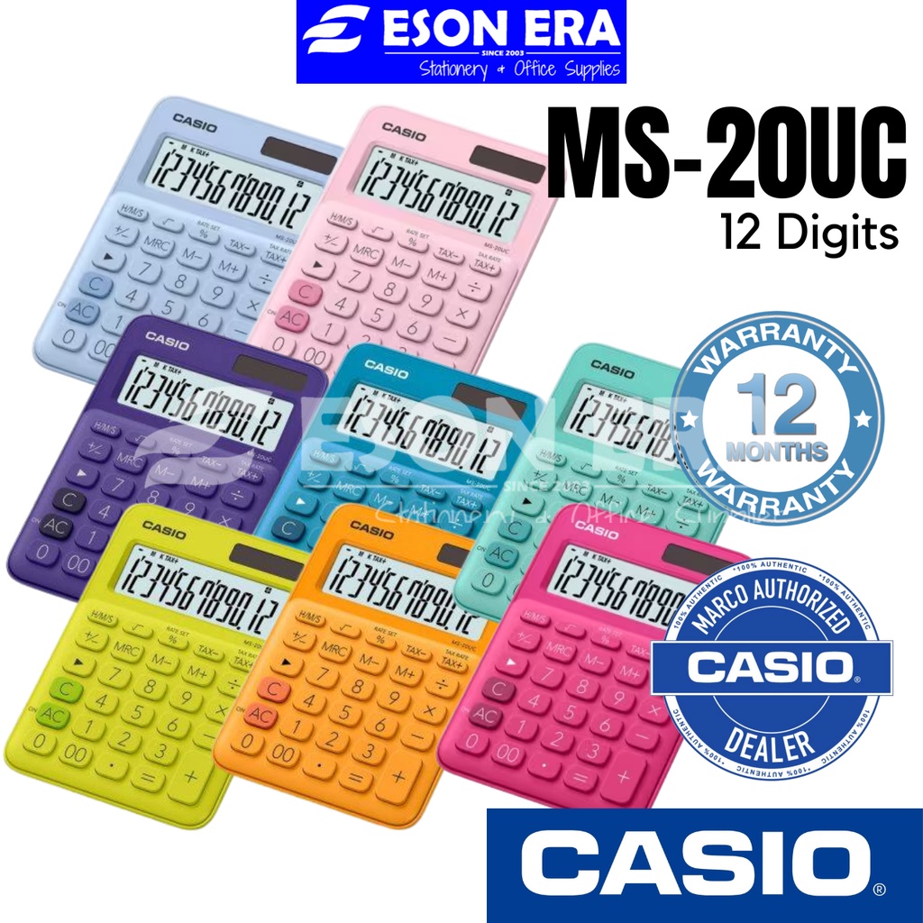 Casio Calculator 12digits MS-20UC Colour | Shopee Malaysia