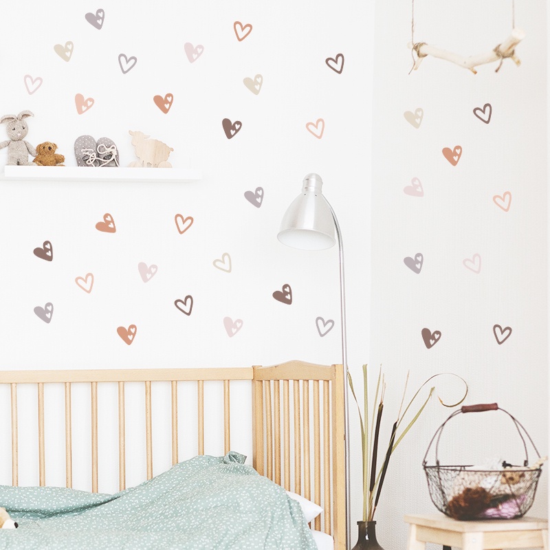 12pcs Bohemian Style Heart Shaped Wall Sticker Boho Vinyl Decals Party ...